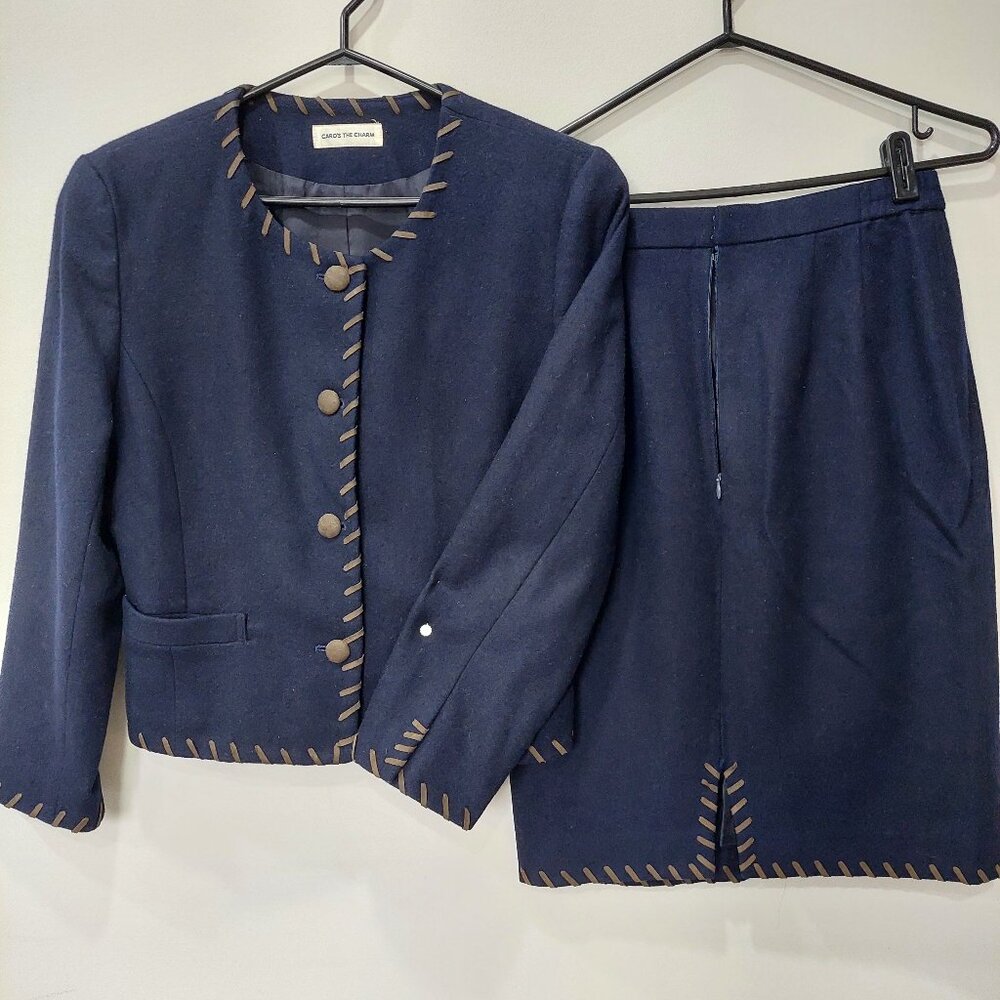 Vintage Japanese Wool Blend Blazer & Skirt Suit